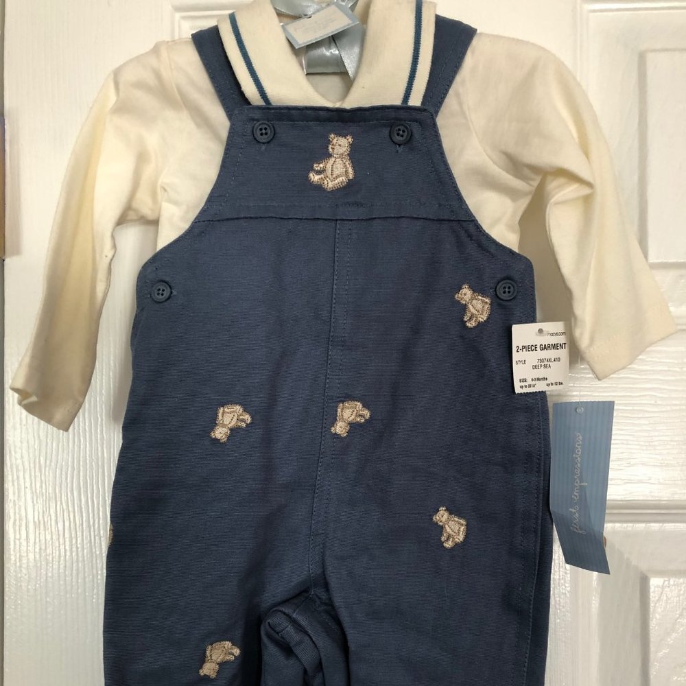 Teddy Time - Blue Overalls with Teddy Bears  *NWT*